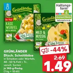 Kaufland DE Grünländer Dtsch. Schnittkäse aanbieding