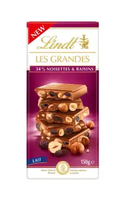 Albert Heijn Lindt Les grandes 34% noisettes & raisins aanbieding