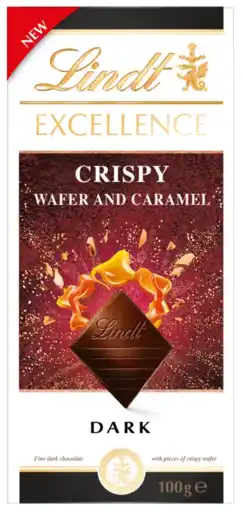 Albert Heijn Lindt Excellence crispy wafer & caramel dark aanbieding
