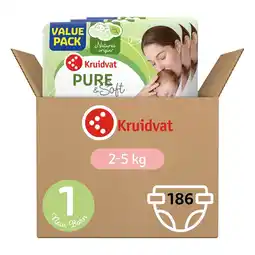 Kruidvat Kruidvat Pure & Soft Maat 1 Luiers Volumedoos aanbieding