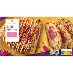 Albert Heijn AH Excellent Luxe stol framboos witte chocolade aanbieding