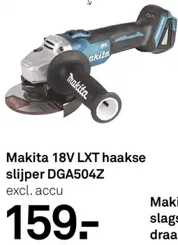 Karwei Makita 18V LXT haakse slijper DGA504Z aanbieding