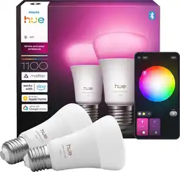 Coolblue Philips Hue A67 White and Color E27 1100lm 2-pack aanbieding