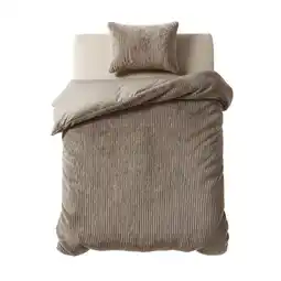 Action Faux Fur dekbedovertrek - taupe aanbieding