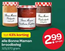 Spar Alle Bonne Maman broodbeleg aanbieding