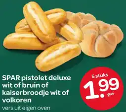 Spar SPAR pistolet deluxe wit of bruin of kaiserbroodje wit of volkoren aanbieding