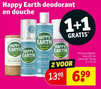 Kruidvat Happy Earth deodorant en douche aanbieding