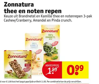 Kruidvat Zonnatura thee en noțen repen aanbieding