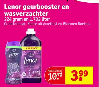 Kruidvat Lenor geurbooster en wasverzachter 224 gram en 1.702 liter aanbieding