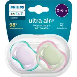 Etos Philips Avent Fopspeen Ultra Air Day 0-6M Double Pack, mixed - SCF087/05 aanbieding