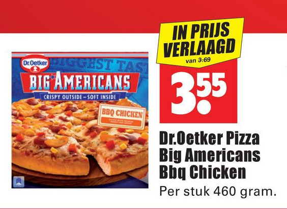 Dr Oetker Big American Pizza Bbq Chicken Dr.Oetker Pizza Big Americans Bbq Chicken aanbieding bij Dirk