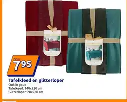 Action Tafelkleed en glitterloper aanbieding