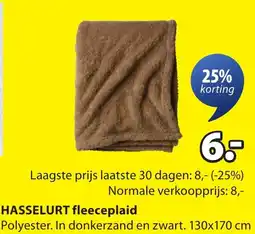 Jysk Hasselurt fleeceplaid aanbieding