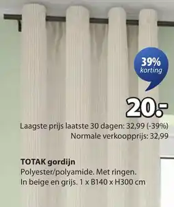 Jysk Totak gordijn aanbieding