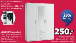 Jysk Vellerup kledingkast aanbieding