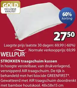 Jysk Wellpur strokken traagschuim kussen aanbieding