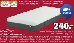 Jysk Dreamzone Gold S60 springveermatras aanbieding