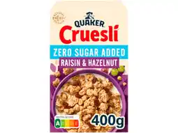 Hoogvliet Quaker Cruesli zero sugar rozijn en noten aanbieding