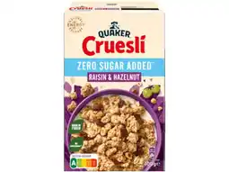 Hoogvliet Quaker Cruesli zero sugar rozijn en noten aanbieding
