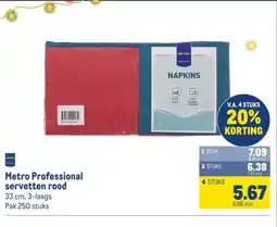 Makro Metro Professional servetten rood aanbieding