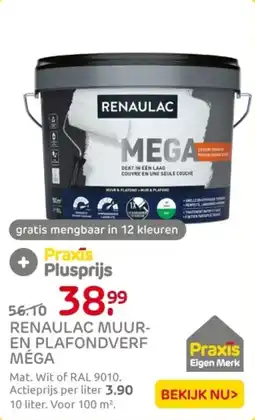 Praxis Renaulac muur en plafondverf méga aanbieding