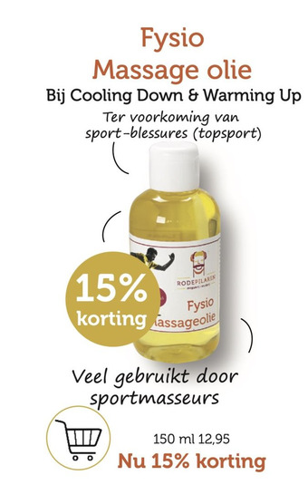 De Rode Pilaren Fysio Massage olie aanbieding