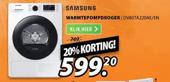 Expert SAMSUNG WARMTEPOMPDROGER | DV80TA220AE/EN aanbieding