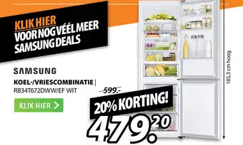 Expert SAMSUNG KOEL-/VRIESCOMBINATIE | RB34T672DWW/EF WIT aanbieding