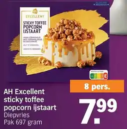 Albert Heijn AH Excellent sticky toffee popcorn ijstaart aanbieding