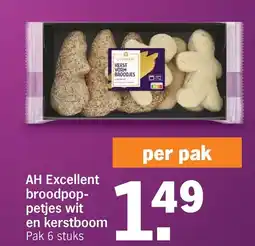 Albert Heijn AH Excellent broodpop petjes wit en kerstboom aanbieding