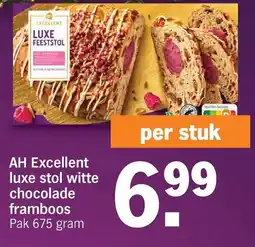 Albert Heijn AH Excellent luxe stol witte chocolade framboos aanbieding