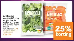 Albert Heijn AH Broccoli roosjes of geschrapte wortel aanbieding