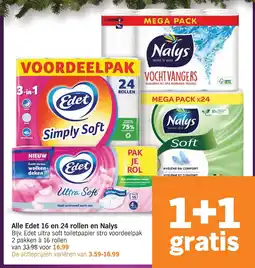 Albert Heijn Alle Edet 16 en 24 rollen en Nalys aanbieding
