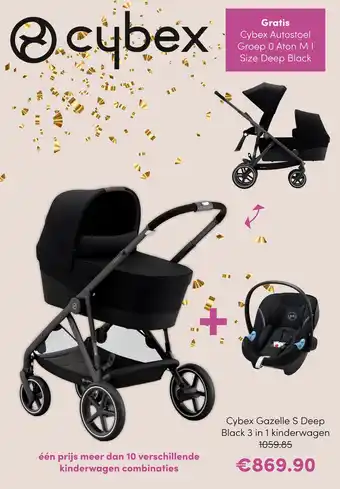 Baby & Tiener Cybex Gazelle S Deep Black 3 in 1 kinderwagen aanbieding