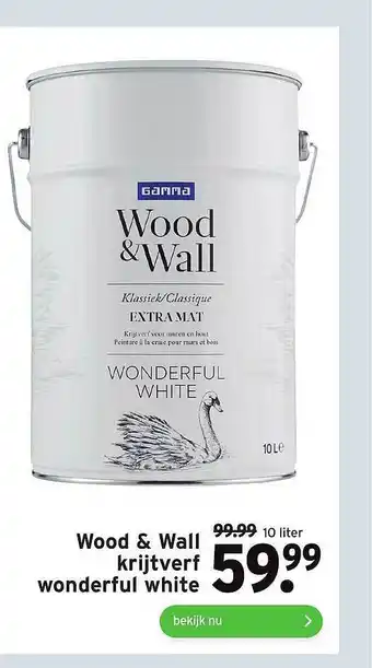 GAMMA Wood & Wall Krijtverf Wonderful White 10 Liter aanbieding