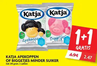 Dekamarkt KATJA APEKOPPEN OF BIGGETJES MINDER SUIKER aanbieding