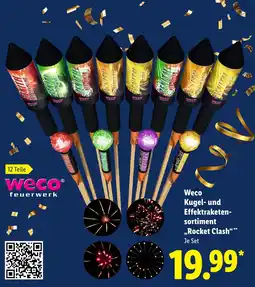Lidl Weco Kugel und Effektraketen sortiment Rocket Clash aanbieding