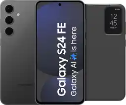 Coolblue Samsung Galaxy S24 FE 128GB Grijs 5G + Clear View Book Case Zwart aanbieding