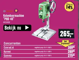 Hornbach Kolomboormachine "PBD 40" aanbieding