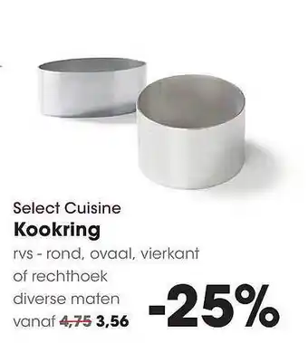 HANOS Select Cuisine Kookring aanbieding