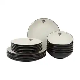 Action Gespikkelde bordenset - Zwart met sneeuwvlok aanbieding