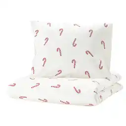 IKEA Lövsängare witte dekbedovertrek, candy cane print, 100% katoen, zacht & warm aanbieding