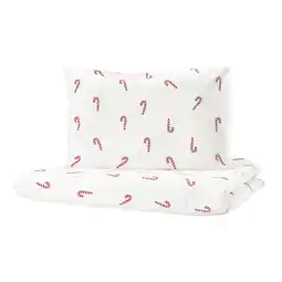IKEA Candy cane-thema witte kinderen beddengoed set met kussen. Zacht, feestelijk, 100% katoen aanbieding
