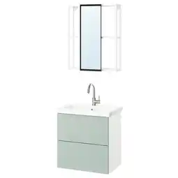 IKEA Groene ikea enhet kaptafel & spiegel met 2 lades, witte spoelbak & chromen kraan aanbieding