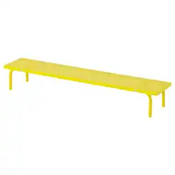 IKEA Felgele metalen bureauplank met geperforeerd oppervlak, vier ondersteunende poten, rechthoekige vorm aanbieding