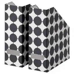 IKEA Tjbna tijdschriftenhouder, zwart/witte cirkels, papier, rechthoekig, gekanteld display aanbieding