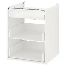 IKEA Een witte enhet opbergkast met drie open planken voor het organiseren van spullen aanbieding