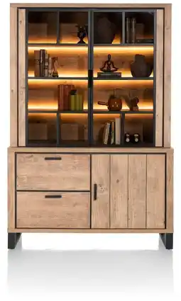 Henders & Hazel Pavarotti, buffetkast 140 cm - 2-glasdeuren + 1-deur + 2-laden (+ LED) aanbieding