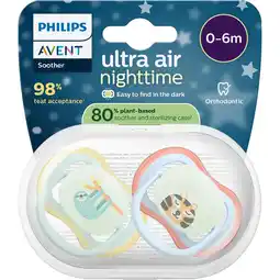 Etos Philips Avent Fopspeen Ultra Air Night 0-6M Double Pack - SCF376/24 aanbieding