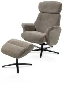 Henders & Hazel Lazaro, relaxfauteuil (incl. poef) - stof Livigno - bruin aanbieding